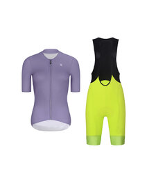 RIVANELLE Tricoul și pantaloni scurți de ciclism - ELEVATE - galben/negru/mov